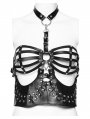 Black Gothic Punk Halter Sexy Hollowed Out Bra Harness