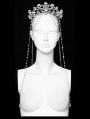 Silver Gothic Skull Rhinestones Chain Crown Headdress