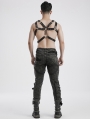 Black Gothic Punk Faux Leather Multiple Belt Harness