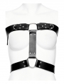Black Gothic Punk Buckled Faux Leather Chest Harness