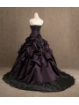 Purple Strapless Gothic Wedding Dress