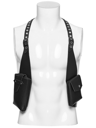 Black Gothic Punk Vest Strap Harness Bag for Men