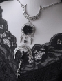 Silver Gothic Retro Rose Moon Dream Catcher Pendant Necklace