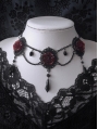 Dark Retro Gothic Rose Layered Crystal Pendant Necklace