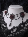 Dark Retro Gothic Rose Layered Crystal Pendant Necklace