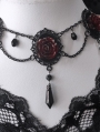 Dark Retro Gothic Rose Layered Crystal Pendant Necklace