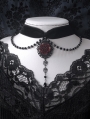 Dark Classical Gothic Rose Crystal Bead Chain Choker Necklace