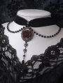 Dark Classical Gothic Rose Crystal Bead Chain Choker Necklace