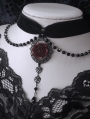 Dark Classical Gothic Rose Crystal Bead Chain Choker Necklace