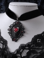 Black Gothic Bloody Heart-Shaped Crystal Pendant Velvet Choker