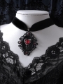 Black Gothic Bloody Heart-Shaped Crystal Pendant Velvet Choker