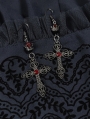 Dark Retro Cross Pendant Blood Crystal Crown Earrings