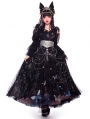 Vytina Black Long Butterfly Print Gothic Lolita JSK Dress Full Set