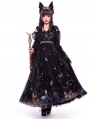 Vytina Black Long Butterfly Print Gothic Lolita JSK Dress Full Set