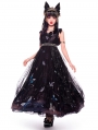 Vytina Black Long Butterfly Print Gothic Lolita JSK Dress Full Set