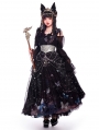 Vytina Black Long Butterfly Print Gothic Lolita JSK Dress Full Set