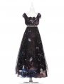 Vytina Black Long Butterfly Print Gothic Lolita JSK Dress Full Set