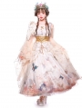 Vytina White Long Butterfly Print Gothic Lolita JSK Dress Full Set