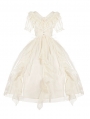 Floating Song Beige Ruffle V-neck Puff Sleeve Classic Lolita OP Dress