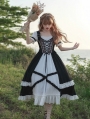 To Liz Black and White Bavarian Rose Embroidery Classic Lolita OP Dress