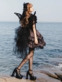 Silent Melody Dark Purple Halter Off-the-Shoulder Gothic Lolita JSK Dress