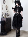 Black Gothic Rose Cross Embroidery Hollow Out Irregular Lolita Dress Suit