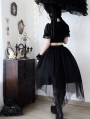 Black Gothic Rose Cross Embroidery Hollow Out Irregular Lolita Dress Suit