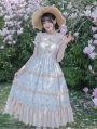 Butterfly and Cherry Embroidered Printing Long Sweet Lolita JSK Dress
