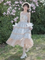 Butterfly and Cherry Embroidered Printing Long Sweet Lolita JSK Dress