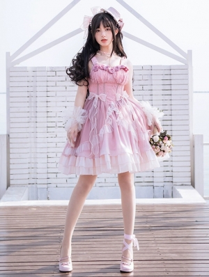 Rose Waltz Gradient Pink Elegant Sweet Ballet Sleeveless Lolita JSK Dress