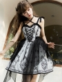 Magic Butterfly Black and White Pattern Lace-Up Gothic Lolita JSK Dress