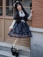 Nocturnal Butterfly Black and White Embroidery Gothic Doll Lolita OP Dress