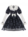 Nocturnal Butterfly Black and White Embroidery Gothic Doll Lolita OP Dress
