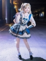 Sunset Tour Patchwork Irregular Tiered Long Sleeve Sweet Lolita OP Dress