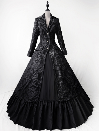 Black Vintage Two-Pieces Gothic Victorian Coat Ball Gown Dress