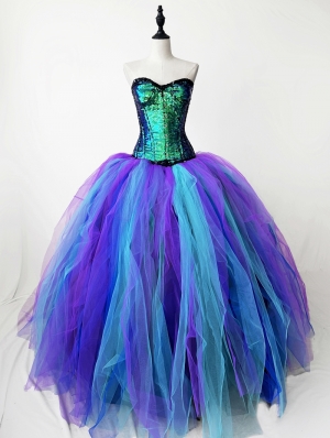 Mermaid Style Sequined Corset Prom Party Ball Gown Dress