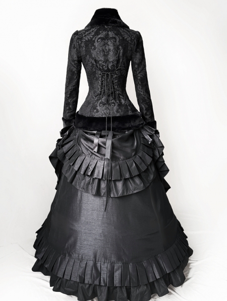 Black Winter Vintage Gothic Victorian Edwardian 2-Pieces Dress Suit ...