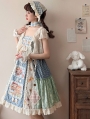 Squirrels Print Patchwork Elegant Retro Pastoral Sweet Lolita JSK Dress