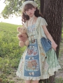 Squirrels Print Patchwork Elegant Retro Pastoral Sweet Lolita JSK Dress