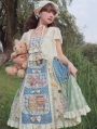 Squirrels Print Patchwork Elegant Retro Pastoral Sweet Lolita JSK Dress