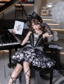 Chessboard Game Black and White Pattern Tiered Classic Lolita Dress Set