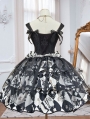 Chessboard Game Black and White Pattern Tiered Classic Lolita Dress Set