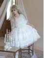 Starry Love White Tiered Ruffle High Waist Sweet Lolita JSK Dress