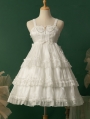 Starry Love White Tiered Ruffle High Waist Sweet Lolita JSK Dress