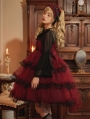 Starry Love Wine Red Tiered Ruffle High Waist Sweet Lolita JSK Dress