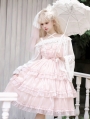 Starry Love Pink Tiered Ruffle High Waist Sweet Lolita JSK Dress