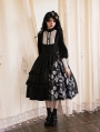 Candlestick and Teapot Print Black and Gray Asymmetric Gothic Lolita Dress Set