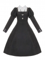 Black and White Nun Style Long Sleeve Retro Gothic Lolita OP Dress