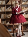 Red Witch Fake Two-Piece Long Sleeve Preppy Gothic Lolita OP Dress