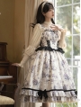 Wilting Rose Print Beige and Black Elegant Classic Lolita JSK Dress
